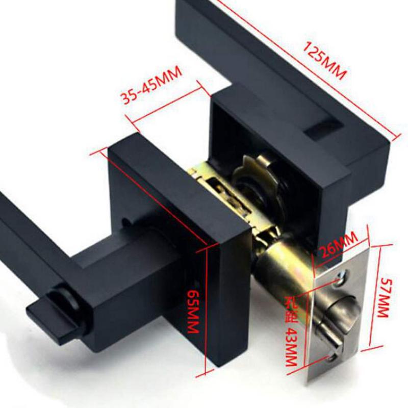 Black Door Handle Door Handle Lock Square Channel Privacy Mask Interior Bedroom Room Bathroom Three-Bar Spherical Lock Home Lock
