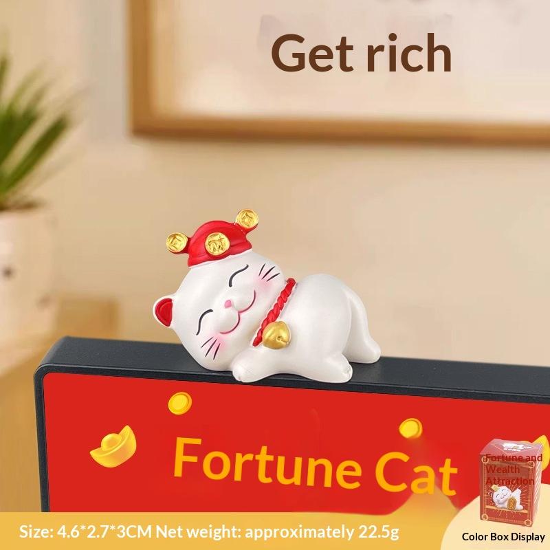 

1/2/4Pcs Wealth Fortune Sculpture Lucky Cute Cat Figurine Gaming Office Table Desk Car Ornaments Chinese New Year Decor Gifts