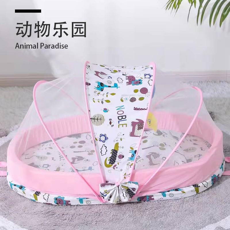 

Baby crib with foldable foam base, pure cotton, thickened, insect-proof, mosquito net, portable bed 90*55*15cm