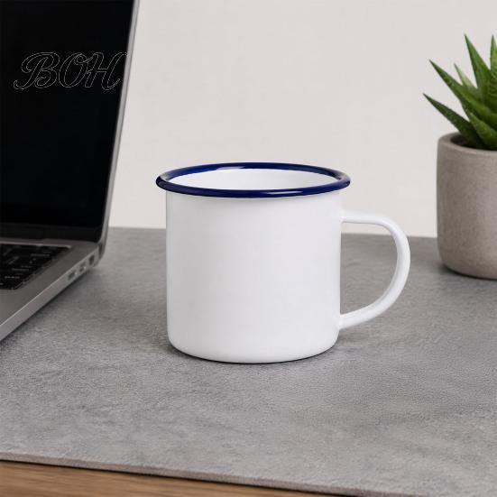 Durable Steel Water Cup Enamel Coffee Mug with Handle, Retro Style Cup, Smooth Lead Free Drinking Vessel Surface Portable for Hot Tea And Milk Outdoor