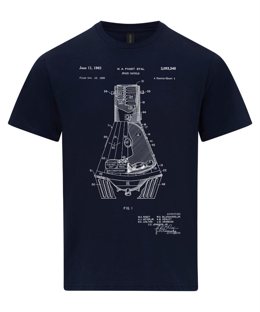 NASA Space Capsule Moon Mission 1959 Patent T-Shirt