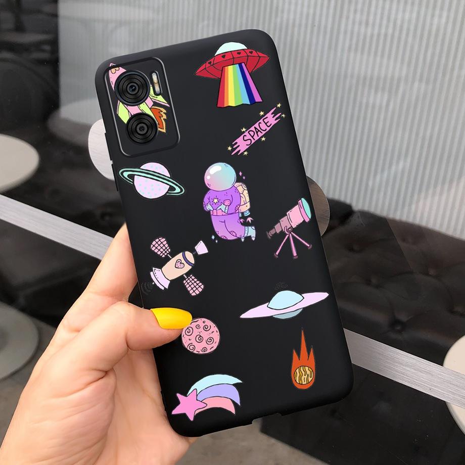For Motorola Moto E22 Moto E22i Case Soft Matter Black Silicone Back Cover For MotoE22 E 22 Coques Cartoon Cute Fundas For Child