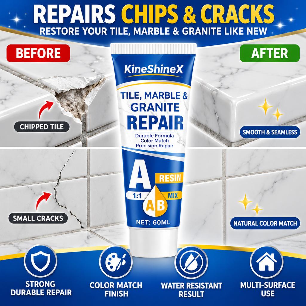 AB Stone Repair Resin Paste, Multi-surface Tile Marble Granite Crack Chip Repair Agent with Waterproof Durable Finish