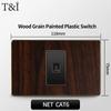 T&I Type 118 Black Retro Wood Grain Wall Plate, US Standard Electrical Outlet Cover with Switch