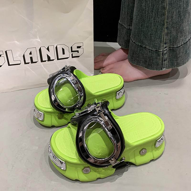 Fashion Cover Toe Beach Shoes Ladies' Slippers Platform Sabot Punk Scandals Slides Beach Shoes Cover Toe House Slippers Platform Slides