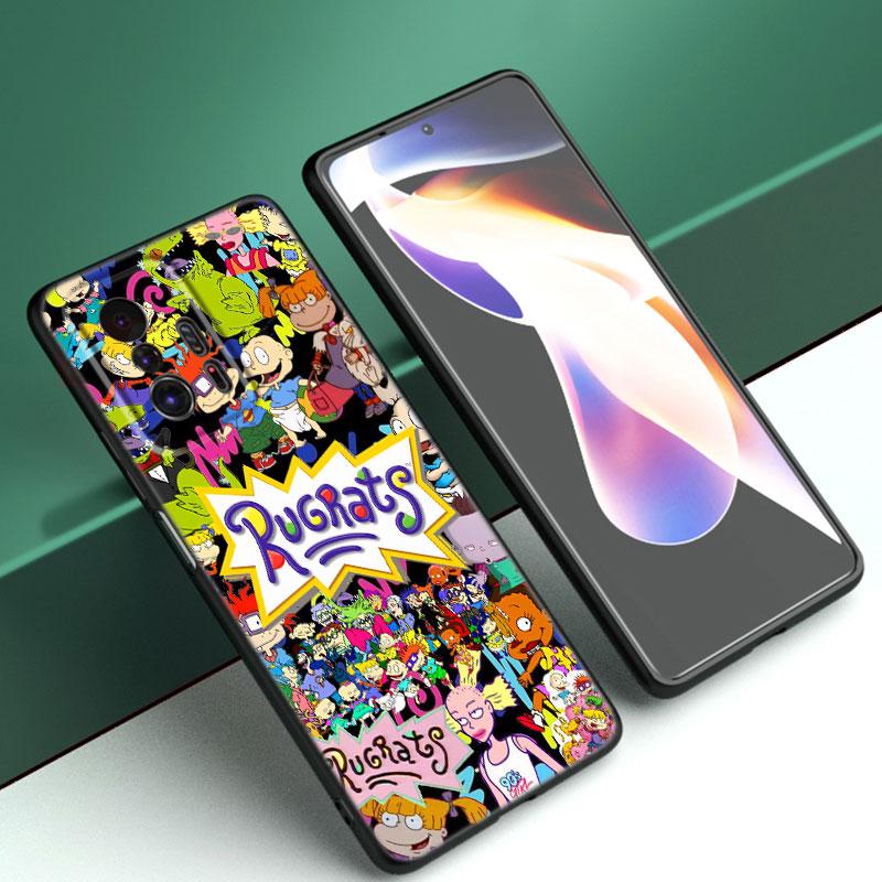 Cartoon R-Rugrats Black Silicone Phone Case For Xiaomi Mi 9 SE 8 10 10T 11 12 13 Lite 9T 11T 12S 12T 13T 14 Pro 5G NE 11i 12X