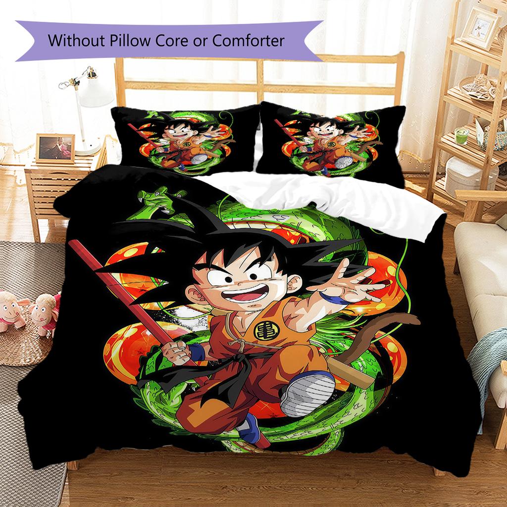 Son Goku Patron Beddengoed, Dekbed Set Dekbedovertrek Kussensloop Huis Verjaardagscadeau (1 dekbedovertrek + 2 kussenslopen, zonder binnenkussen)