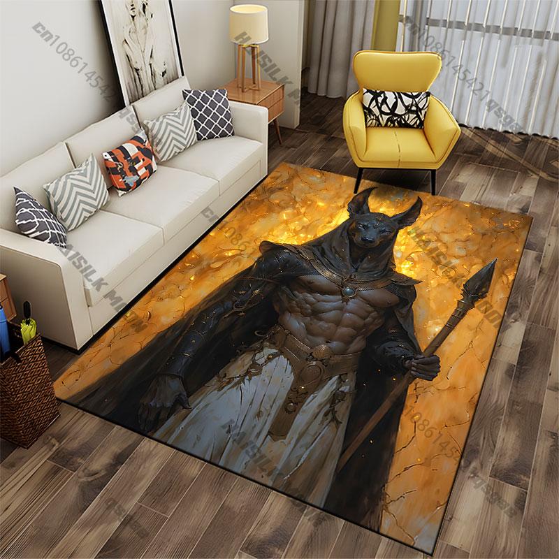 Majestic ancient deity warrior figure carpet Yoga living room room decor children's crawling mat doormat area rug
