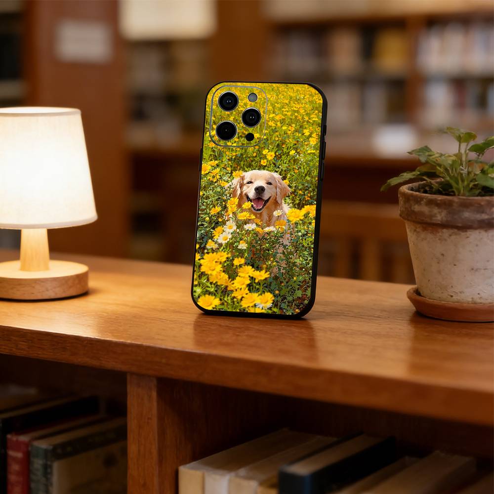 Sunset & Dog Phone Case Phone Case For iPhone 17,16,15,14,13,12,11 Plus,Pro Max,XS,Soft Silicone Black Cover