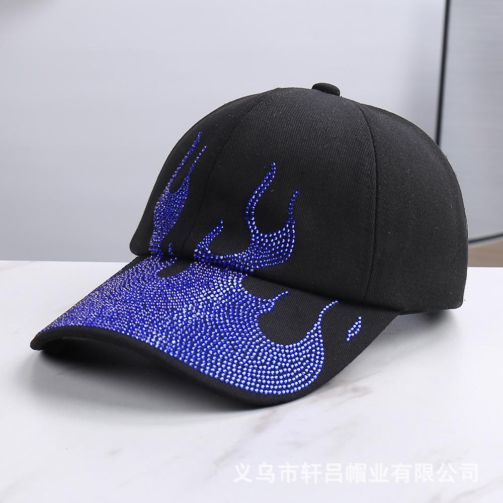 Spring and summer new personalized design fashionable flame hot diamond versatile baseball cap women's outdoor leisure sunshade cap