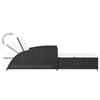 Sun Lounger with Cream Colored Cushion Poly Rattan in Black