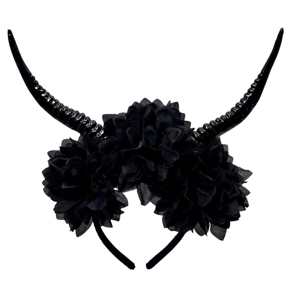 Bequemes Harz Simulations Antilopenhorn Kopfschmuck Mode Haarband mit Blumendesign für Cosplay Event