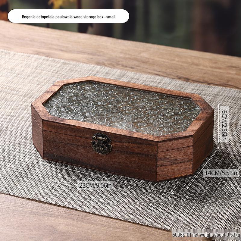 Jewelry Organizer with Wooden Base & Glass Lid - Dustproof Display for Earrings, Bracelets & Ornaments