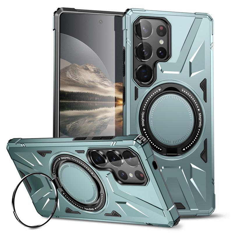 

Однотонный чехол для беспроводной зарядки Samsung S25 Ultra S24 S23 FE A55 A35 A15 A54 A14 A34 A24 с металлическим кольцом-подставкой и магнитной противоударной задней крышкой Samsung S25