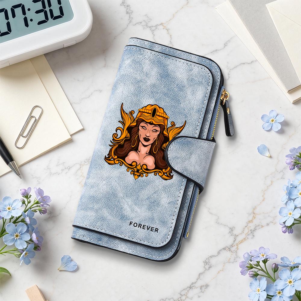 Gothic Lady Print Long Wallet Fashion Multi Slot Card Holder Portable Forever Purse