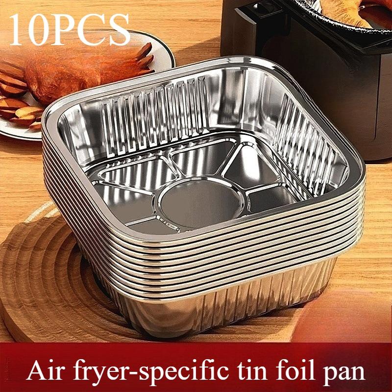 10PCS tinfoil tray air fryer special baking tray food grade thickened high temperature resistant aluminum foil tinfoil bowl