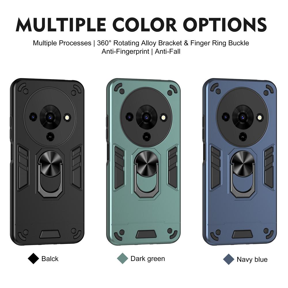 KEYSION Shockproof Armor Case for ZTE Blade A76 5G Soft Silicone+PC Metal Ring Stand Phone Back Cover for ZTE Blade A76 5G
