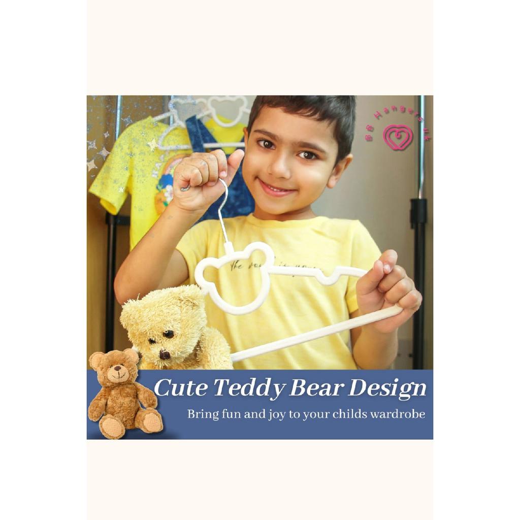 Teddy Bear Velvet Baby Kids Hanger Anti-slip Hanger Set Of 5 Rotating Hooks De231