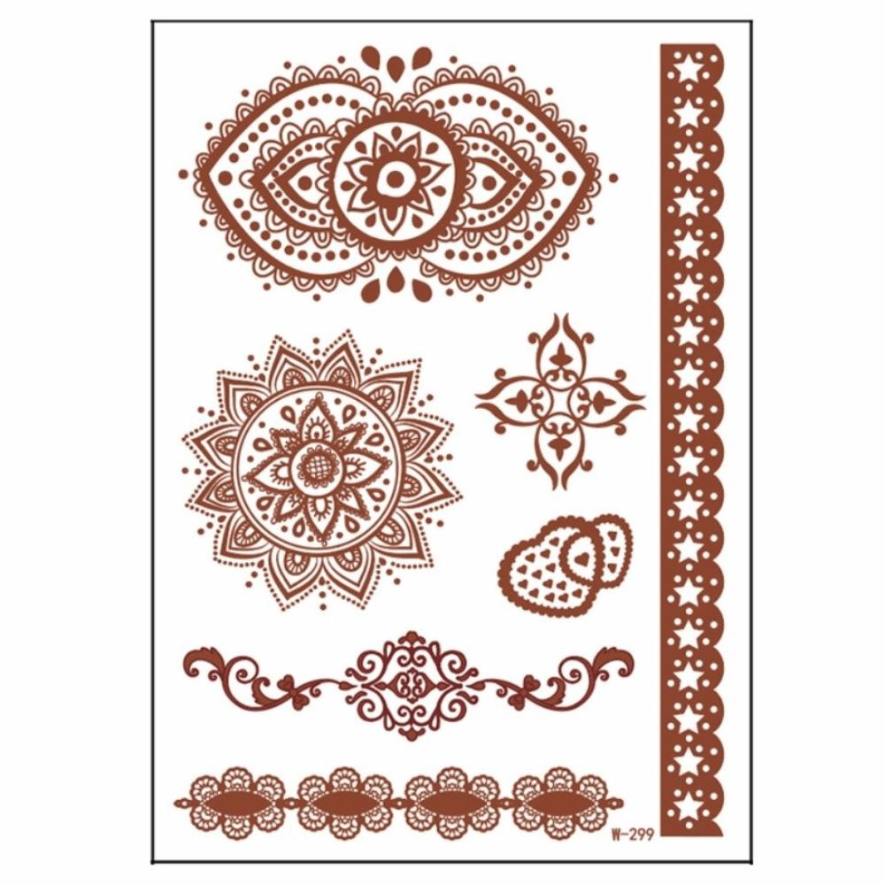 Lace Fake Tattoo Henna Tattoo Stickers Legs Arm Red Henna Tattoo Decals Temporary Tattoo  Girls