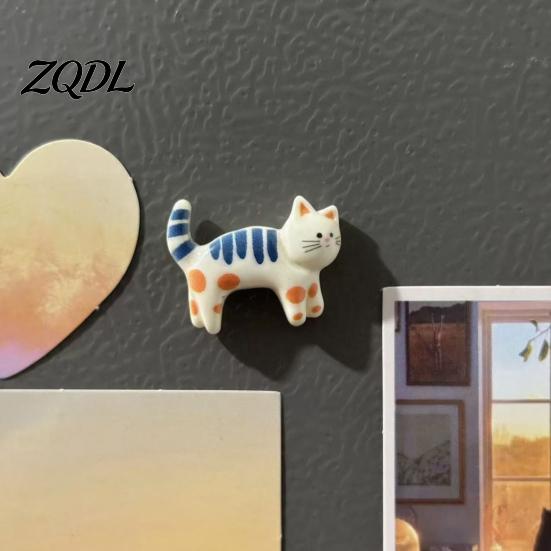 Metal Surfaces Magnetic Decor 5Pcs Cartoon Cat Refrigerator Magnet Set, Hand-painted Kitten for Fridge Lover Magnets Locker Whiteboard, Kitchen