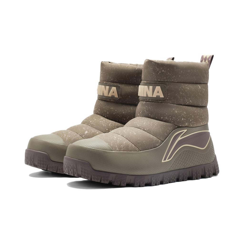 Li Ning Zhong Rong BOOT Abrasion Resistant Cushioning Slip Resistant Short Snow Boots Men's Umber AGCV507-3