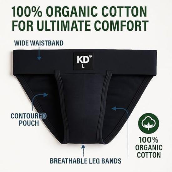 KNK Men’s Gym Jockstrap Supporter with Back Cover | 100% Organic Cotton Jockstrap with Cup Pocket | Sports Fit  Black- Pack of 1- XS