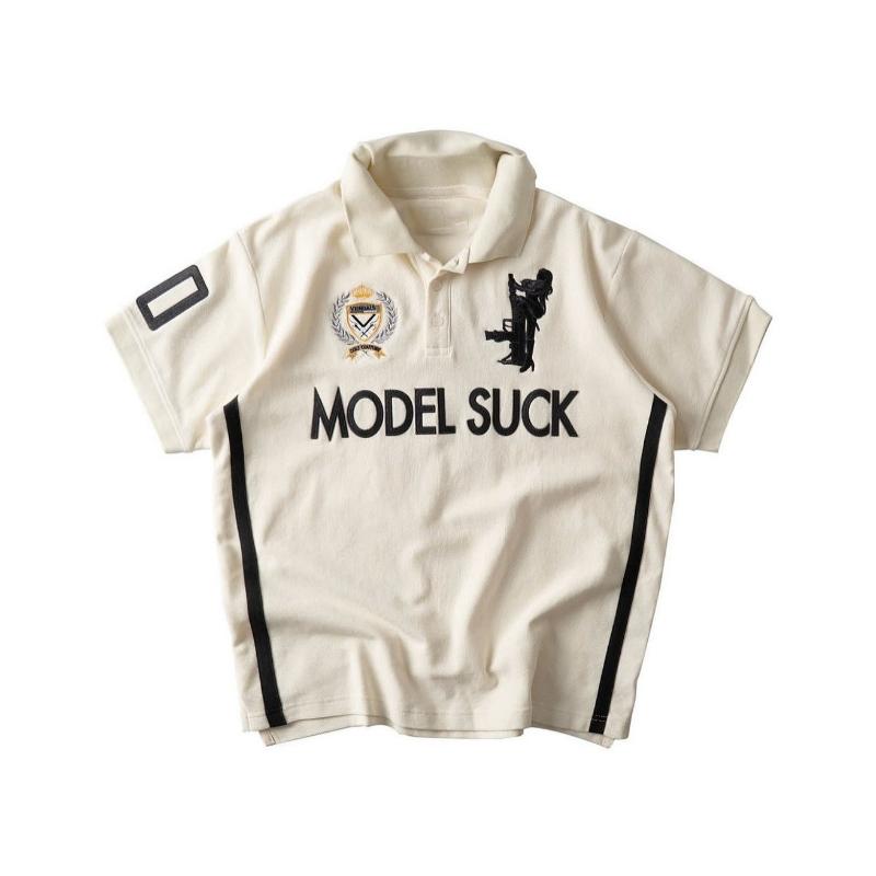 

Summer European and American street fashion letter embroidery women s sexy loose POLO collar short sleeved T-shirt L белый