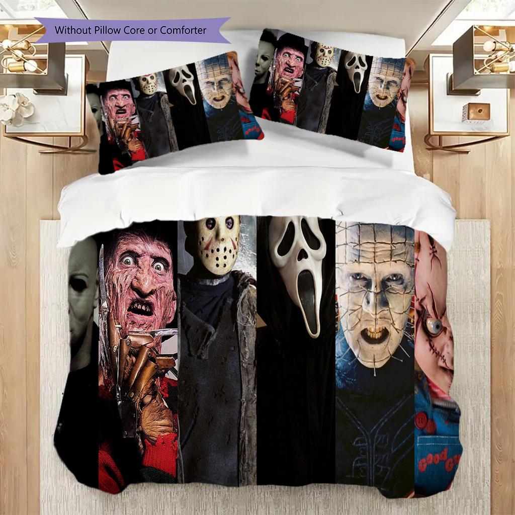 Horror Icons Halloween Mask Collection Bedding 1 Duvet Cover 2 Pillowcase Without Core Christmas Birthday Gift Bedding Set