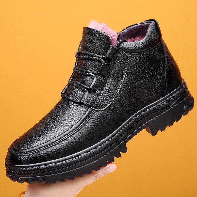 

The first layer of cowhide winter wool men s cotton shoes with velvet to keep warm middle-aged and elderly genuine leather father men s shoes 47 large 44