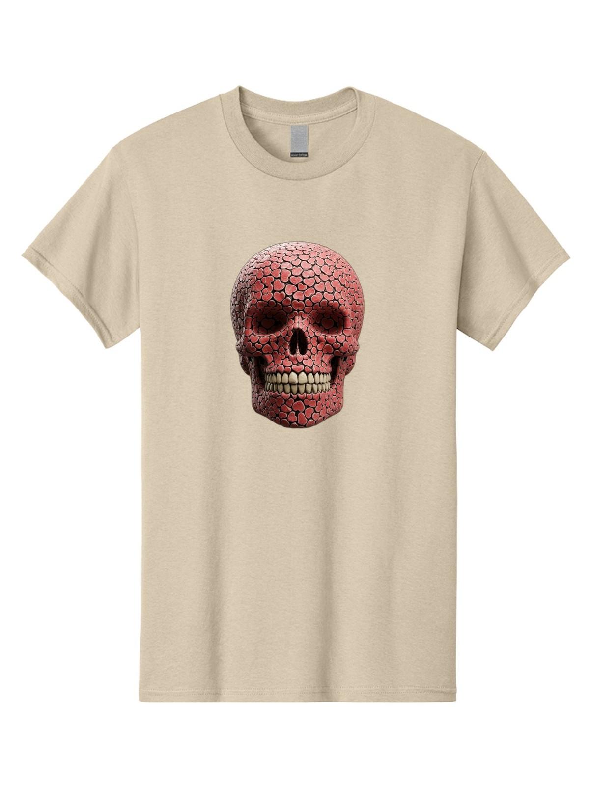 Skull-With-Hearts Mens Graphic Tee, 100% Cotton, Casual Summer Wear S разноцветный