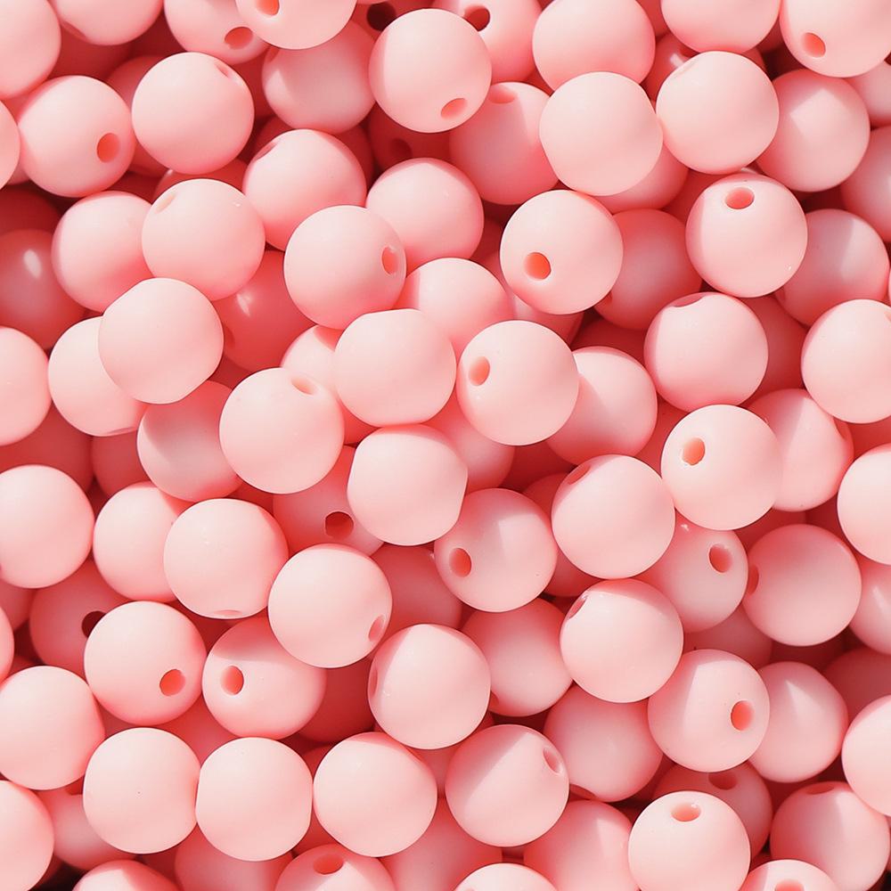 6/8mm Frosted Candy Acrylic Beads - Matte Solid Color, Round with Straight Hole for DIY Handmade Jewelry.