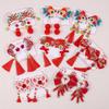 2pcs Chinese New Year Decorations Hair Clips Children Kids Tassel Bows Clips Barrettes Girls Children Party Hair Accessories