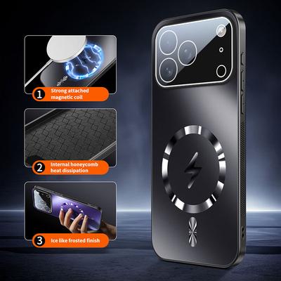 Luksusowe magnetyczne etui na telefon ze szkła AG matowego Dla IPhone 17 Pro Air 16 15 14 Pro Max Dla Magsafe Pokrowiec z ładowaniem bezprzewodowym Akcesorium