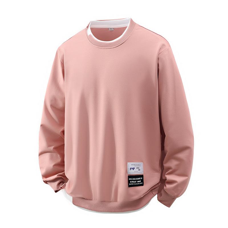 Herre hettegenser avslappet allsidig kjekk genser rund hals ensfarget langermet t-skjorte