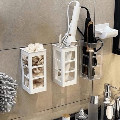 Organizzatore per Strumenti per Capelli da Parete Porta Spazzole Scaffale Senza Foratura per Arricciacapelli Rastrelliera per Piastre per Capelli Mensole da Bagno