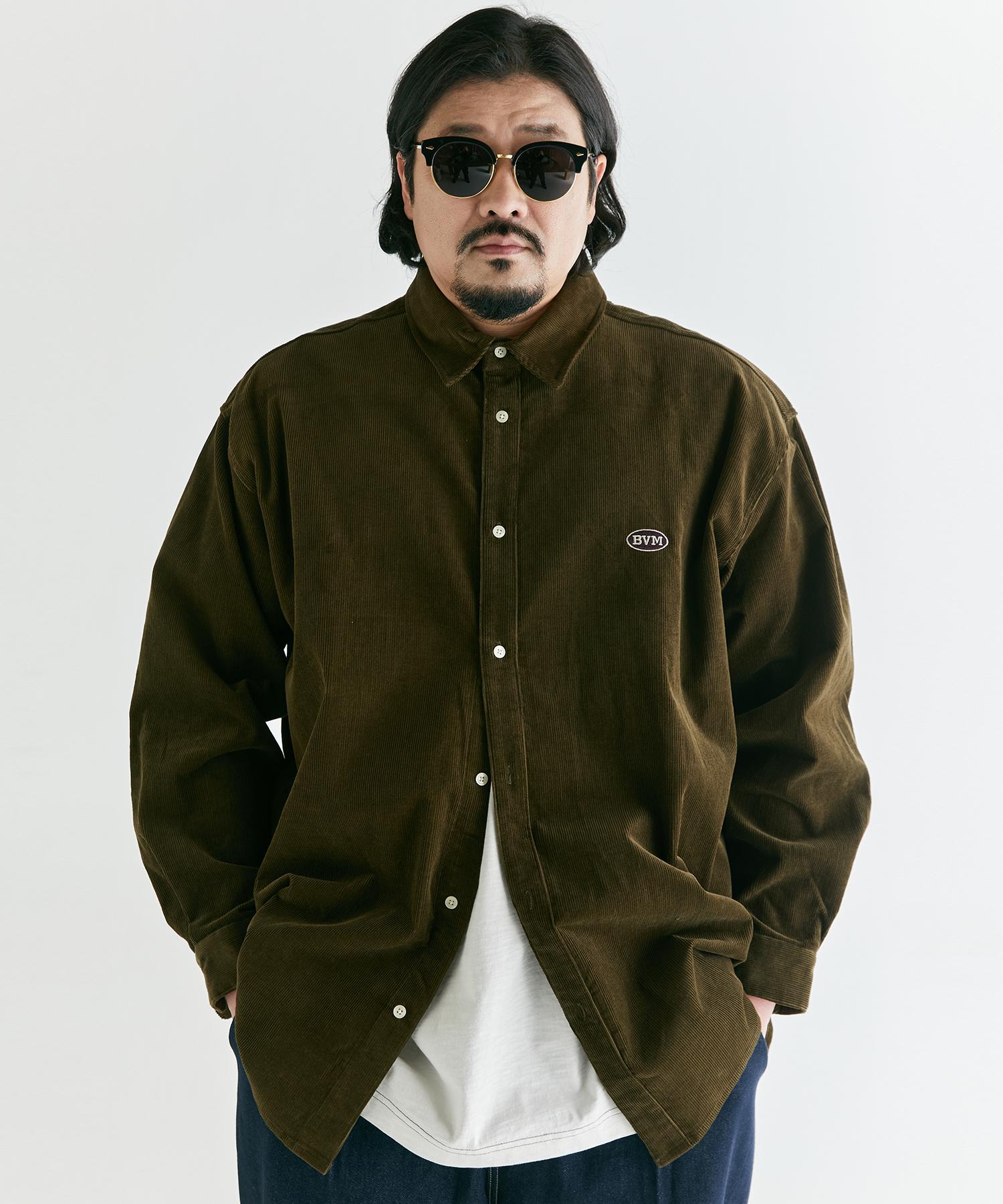 Buboom [Plus Size] Bvm Oversized Corduroy Shirt Olive 3_Xxxl(125~135)