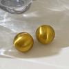 Frosted Gold Brushed Half Metal Big Ball Round Earrings for Women Retro Unique Creative Versatile Accessories Brincos