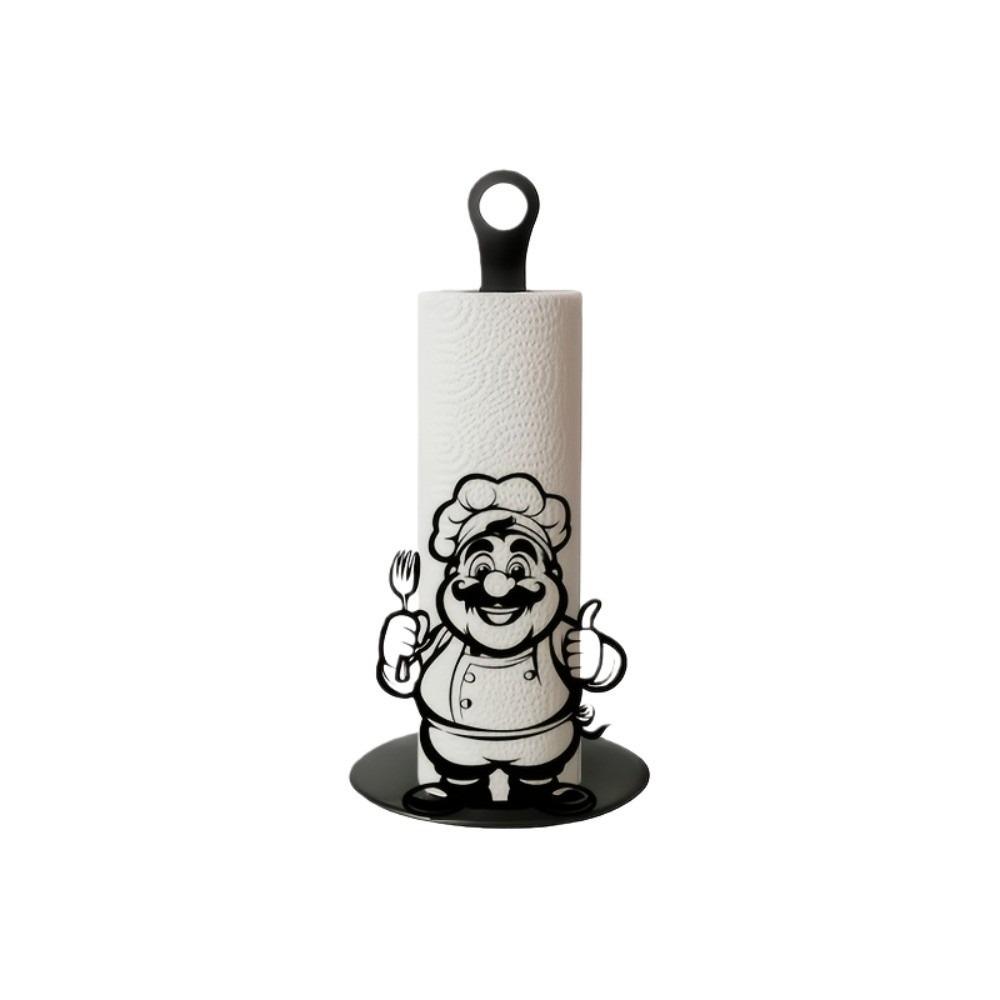 Chef Wooden Base Tissue Holder Desktop Decoration Cute Roll Paper Standing Rack Cartoon Kitchen Towel Rack Bathroom