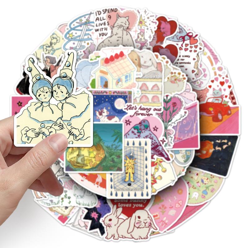 50Pcs Kawaii Girl Cartoon Decoration Decals Fairy Tale Style Graffiti Stickers Diy Suitcase Laptop Phone Bike Ins Sticker