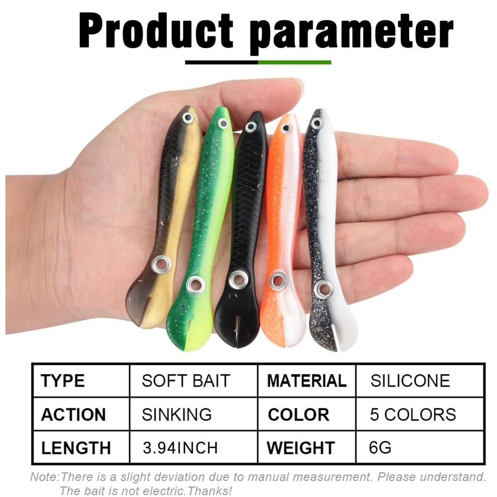 Fishing Lures 5 Pack Soft Bionic Lures Simulated Bass Lures Fishing Materials Loach Soft Lures Slow Sinking Bionic Swim Lures for Outdoor Fishing