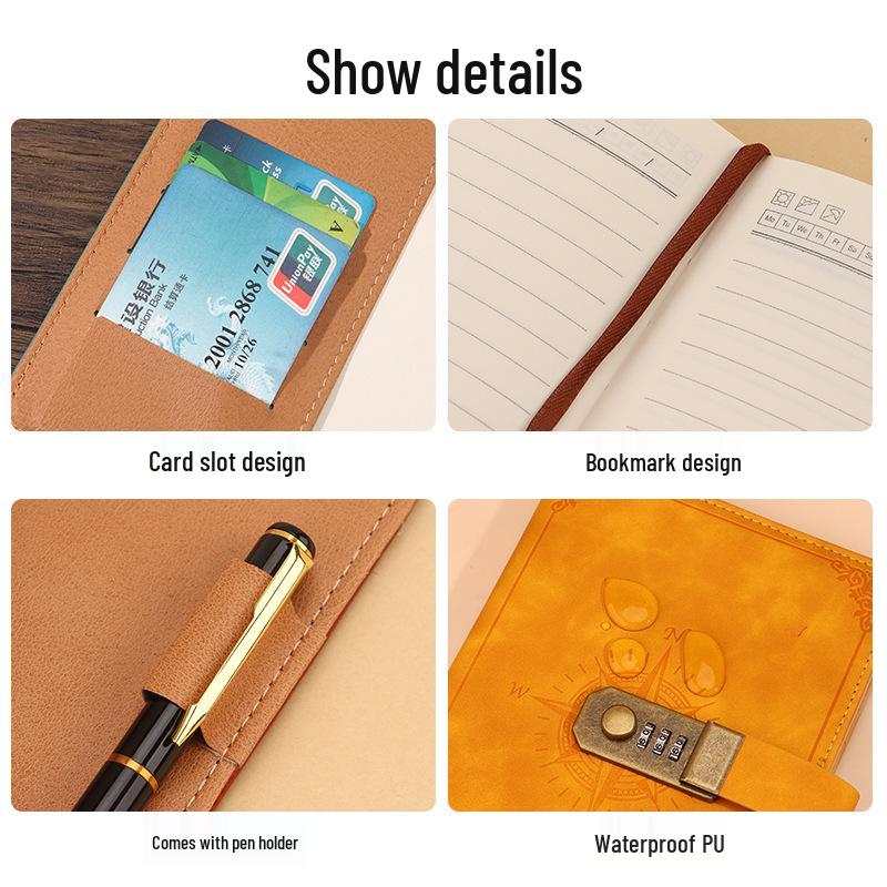 A5 Retro Password Lock Notebook Gift Box Set: Thick Creative Planner & Diary