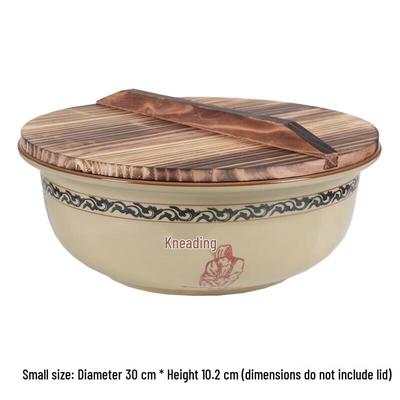 Ningzhao Ceramic Dough Mixing Bowl with Cedar Wood Lid