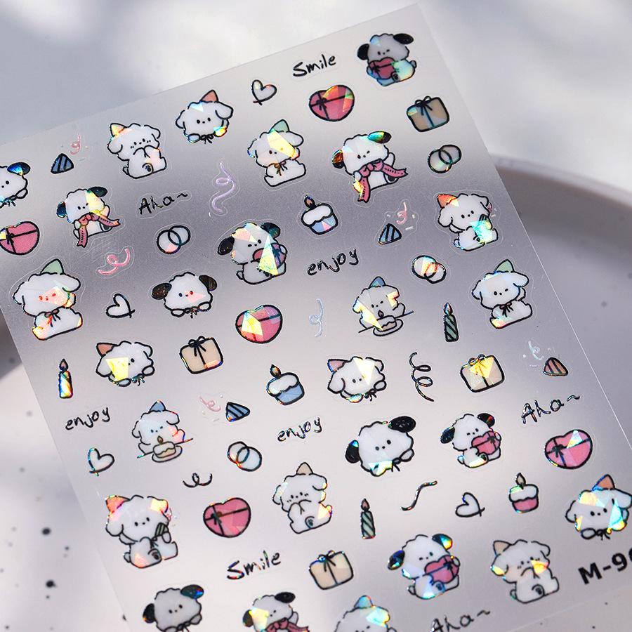 

TENSOR Мультяшный Милый Пес Чехол для Телефона из Закаленного Стекла с Наклейками для Нейл-арта - M-966 Прозрачный