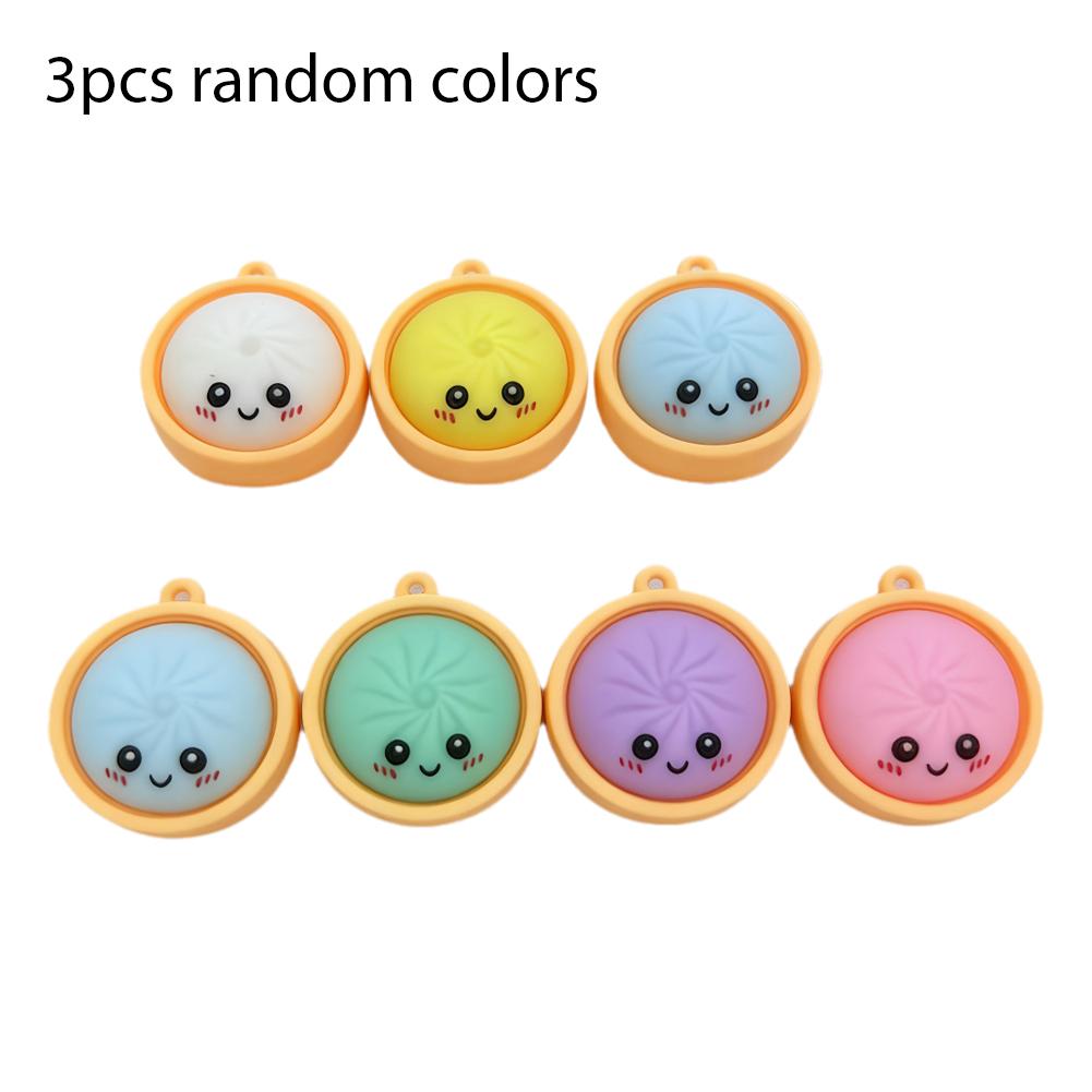 3Pcs Cute Dumpling Keychains Pendant Baozi Keychain With Cute Expression Random Color Wedding Favors For Guests Party Favors