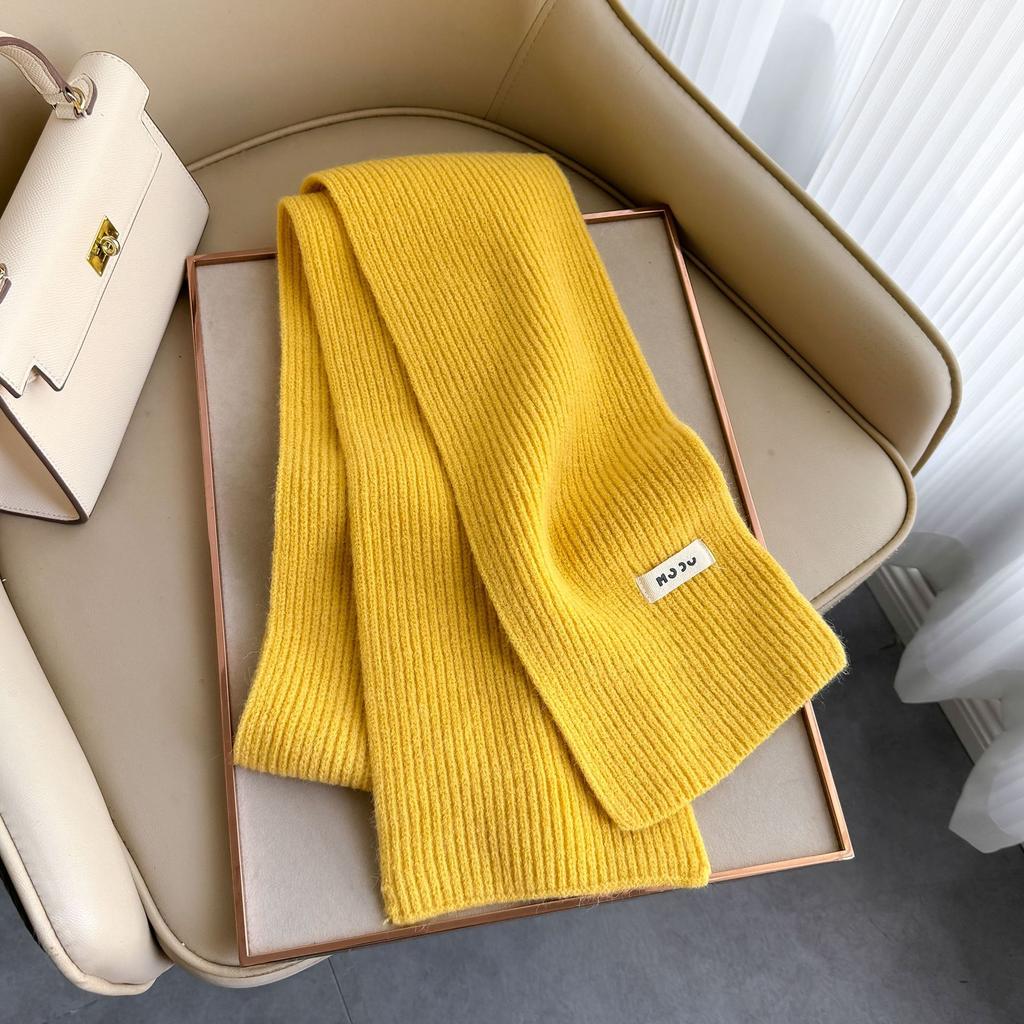 New Autumn and Winter Knitted Scarf Women's Fashion Classic Solid Color Versatile Scarf Simple Korean Version Thickened Warm Small Scarf