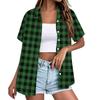 Women's Casual Loose Fit Short Sleeve Button Down Shirt with Collar Lightweight Summer Top for Outdoor Indoor Wear