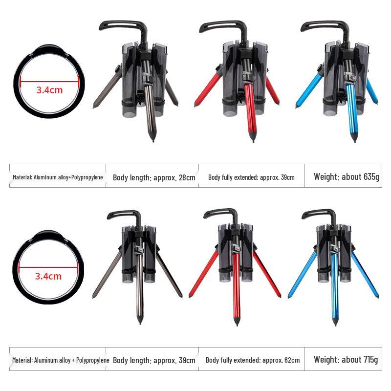 LETOYO Portable Aluminum Fishing Rod Tripod Set with Insert Rod Tube and Lure Equipment