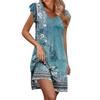 Womens Summer Dress Ruffle Sleeve V Neck Short Dresses Fashion Casual Flowy A Line Swing Sundress With Pocket