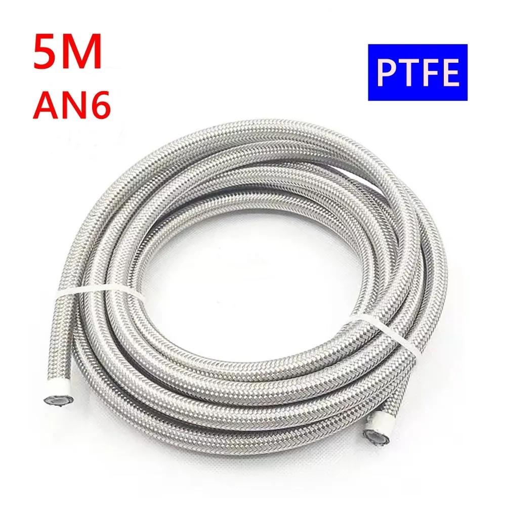 1M 3M 5M 10FT AN4-AN12 furtun de răcire a uleiului furtun de curse furtun din oțel inoxidabil împletit PTFE furtun de frână combustibil ulei linie argintie