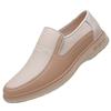 One-pedal leather shoes men's cowhide business casual white leather shoes men's beige breathable hollow leather shoes